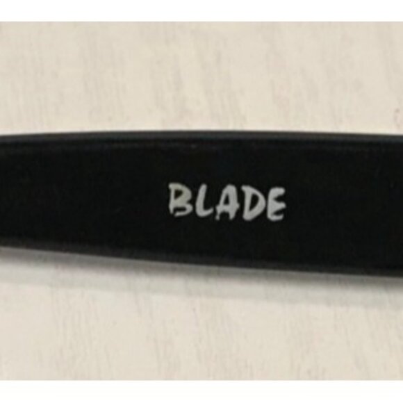 Blade Black Wraparound Sunglasses Smoke Lenses Eye Logo 0501057 Y2K - Picture 2 of 8